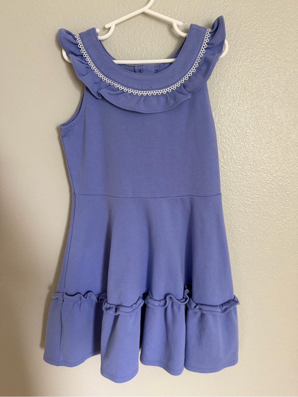 Girls Lavender Ruffle Neck Sleeveless Dress - 10